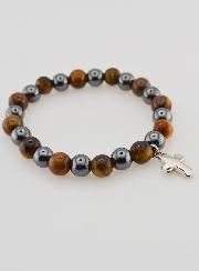 Pulsera con Cruz - Hematita y Ojo de Tigre