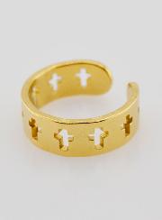 Anillo Religioso Ajustable en Acero Inoxidable Dorado