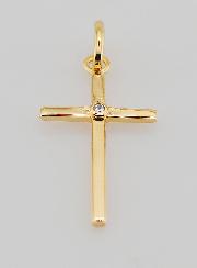 Colgante de cruz bañado en oro y circonita