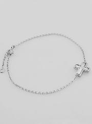 Pulsera religiosa de plata y cruz de nácar