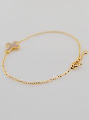 Pulsera religiosa bañada en oro y cruz de nácar