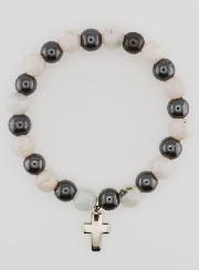 Pulsera con Cruz - Hematita y Piedra de Luna