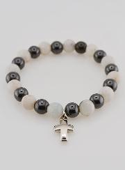 Pulsera con Cruz - Hematita y Piedra de Luna