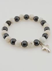 Pulsera de Piedras Naturales - Hematita y Piedra Lunar