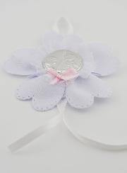 Regalo de Bautizo - Medalla de Cuna con Flores - Ángel de la Guarda