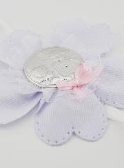 Regalo de Bautizo - Medalla de Cuna con Flores - Ángel de la Guarda