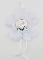 Regalo de Bautizo - Medalla de Cuna con Flores - Ángel de la Guarda