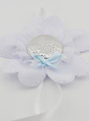 Regalo de Bautizo - Medalla de Cuna con Flores - Ángel de la Guarda