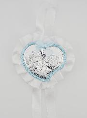 Regalo de Bautizo - Medalla de Cuna con Corazón y Ángel de la Guarda