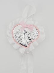 Regalo de Bautizo - Medalla de Cuna con Corazón y Ángel de la Guarda