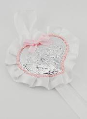 Regalo de Bautizo - Medalla de Cuna con Corazón y Ángel de la Guarda