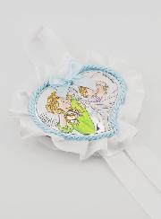 Regalo de Bautizo - Medalla de Cuna con Corazón y Ángel con Linterna