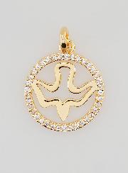 Medalla del Espíritu Santo calada en baño de oro - 15 mm