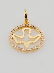 Medalla del Espíritu Santo calada en baño de oro - 15 mm