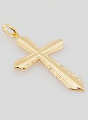 Colgante de cruz chapado en oro con bordes cincelados - 30 mm