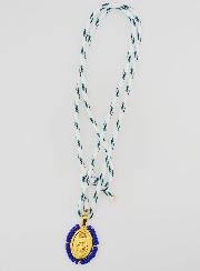 Medalla Milagrosa con Perlas Azules y Cordón