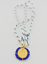 Collar de Medalla Milagrosa y Perlas Azules