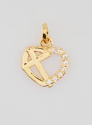 Colgante de Corazón y Cruz Chapado en Oro