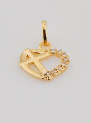 Colgante de Corazón y Cruz Chapado en Oro