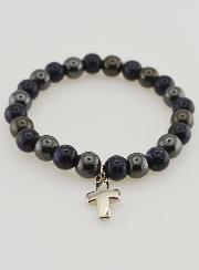 Pulsera de Piedras Naturales - Hematita y Piedra Solar Azul