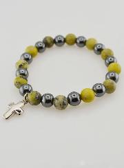 Pulsera con Cruz - Hematita y Serpentina