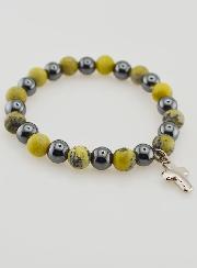 Pulsera con Cruz - Hematita y Serpentina