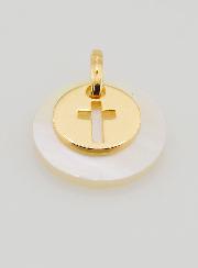 Medalla con ficha bañada en oro y nácar - Cruz