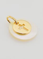 Medalla con ficha bañada en oro y nácar - Cruz