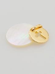 Medalla con ficha bañada en oro y nácar - Cruz