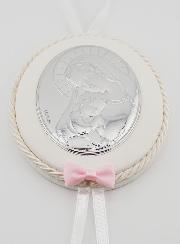 Regalo de Bautizo para Niña - Medalla de Cuero de la Virgen con el Niño