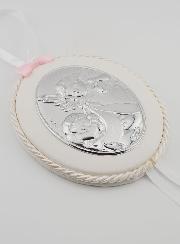 Regalo de Bautizo para Niña - Medalla de Cuna con Ángel y Linterna