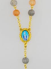 Rosario de Perlas de Vidrio Multicolor - Medalla Milagrosa