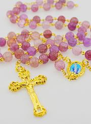Rosario de la Medalla Milagrosa con Cuentas de Vidrio - Morado