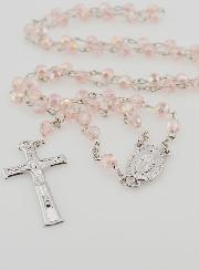 Rosario de Perlas Facetadas Rosas - Medalla Milagrosa