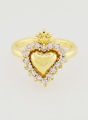 Anillo Ex Voto Ajustable en Latón Dorado y Pedrería