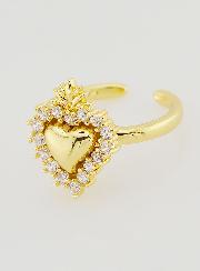 Anillo Ex Voto Ajustable en Latón Dorado y Pedrería