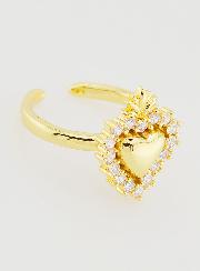 Anillo Ex Voto Ajustable en Latón Dorado y Pedrería