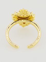 Anillo Ex Voto Ajustable en Latón Dorado y Pedrería