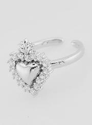 Anillo Ex Voto Ajustable, Latón Plateado y Pedrería