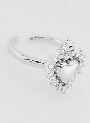 Anillo Ex Voto Ajustable, Latón Plateado y Pedrería