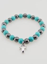 Pulseira em Pedras Naturais - Hematite & Turquesa