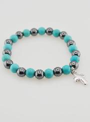 Pulseira em Pedras Naturais - Hematite & Turquesa