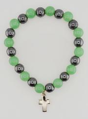 Pulseira Religiosa com Cruz - Hematite & Aventurina