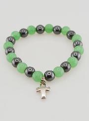 Pulseira Religiosa com Cruz - Hematite & Aventurina
