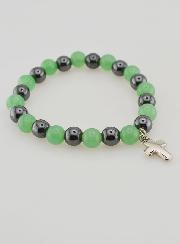 Pulseira Religiosa com Cruz - Hematite & Aventurina