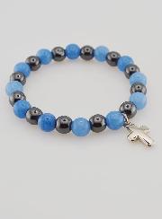 Pulseira Religiosa com Cruz - Hematite & Angelite