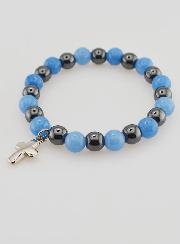 Pulseira Religiosa com Cruz - Hematite & Angelite