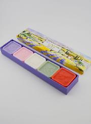 Estuche de regalo de 5 jabones de 25g cada uno con Aceite de Oliva DOP