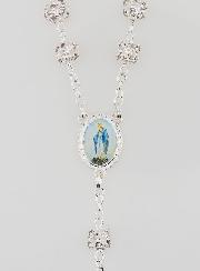 Rosario de la Virgen Milagrosa con Cuentas de Diamantes de Imitación
