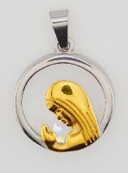 Medalla de la Virgen María en Oración 20mm - Vidrio y Acero Inoxidable